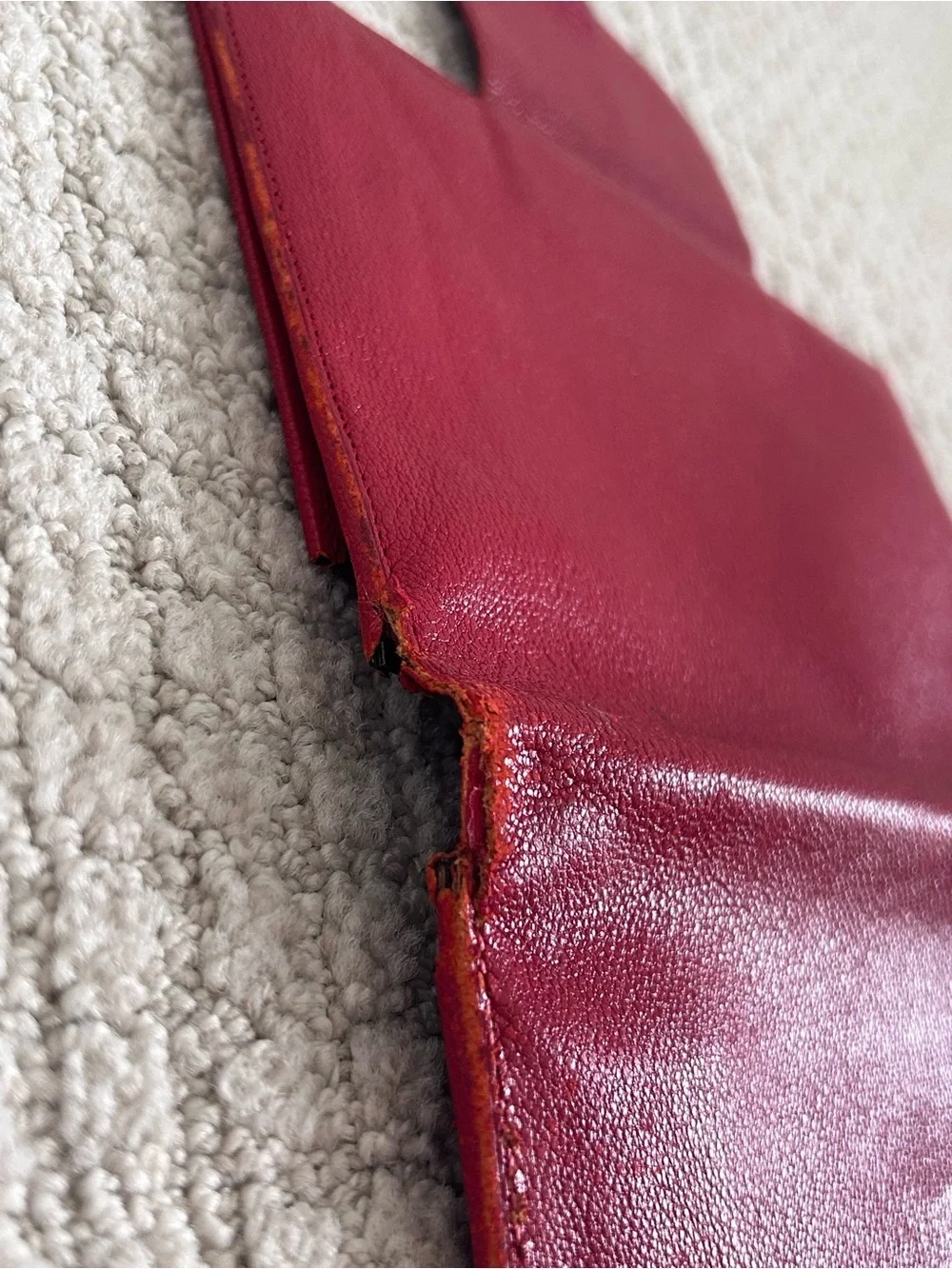 Vintage Genuine Cowhide West Germany Red Leather Bifold Travel Wallet *Rare*